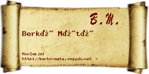 Berkó Máté névjegykártya